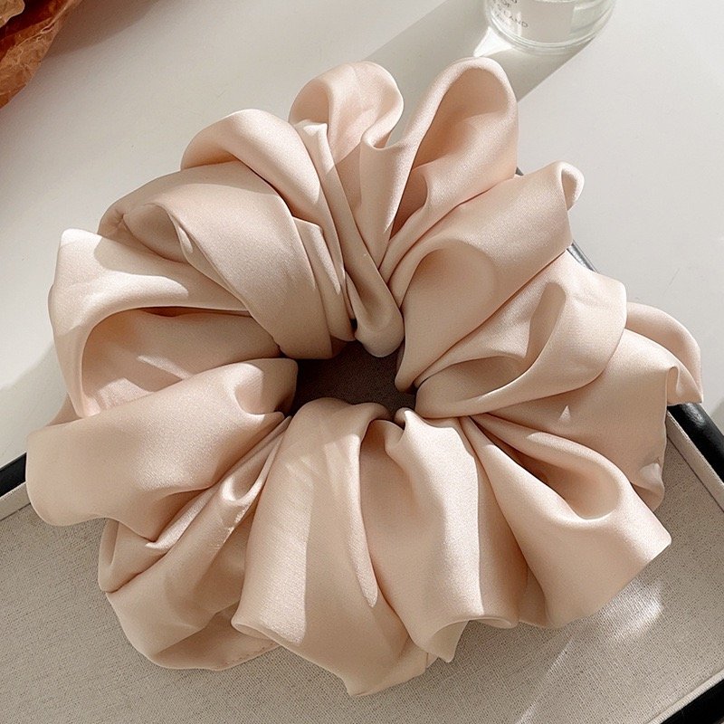 Wholesale 15cm Solid Color White Oversized Fabric Elastic Rubber Bands Hair Ties Accessories XXL Big Stain Silk Women Scrunchies