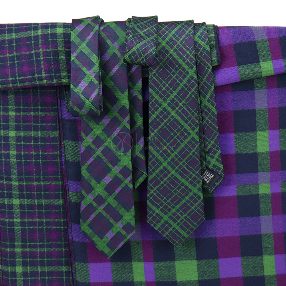 Silk Tartan Green Purple Tie Set Mens Fabric Cuff Link And Accessories Viscose Scarves Necktie Sets For Men