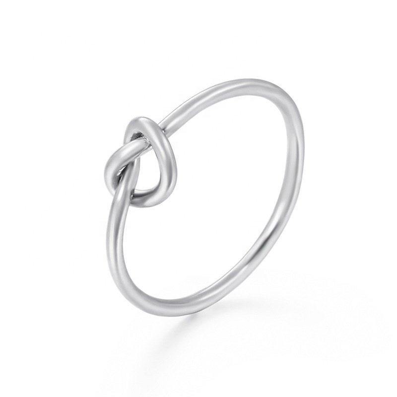 MICCI Wholesale Custom Minimalist Jewelry 18K Gold Plated Stainless Steel Women's Love Lucky Heart Tie Knot Ring