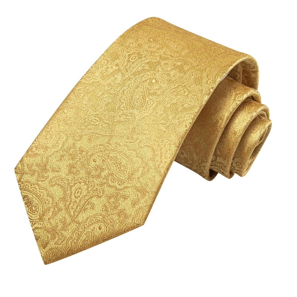 100% Pure Silk Weave Woven Jacquard Yellow Tie And hanky and Cuff-link And Pin Necktie Customization For Men Classic Ties