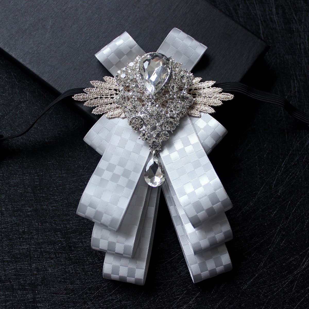 Handmade Men Wedding Bow Tie Butterfly Luxury Satin Rhinestone Crystal Bowties