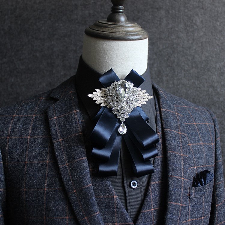 Handmade Men Wedding Bow Tie Butterfly Luxury Satin Rhinestone Crystal Bowties