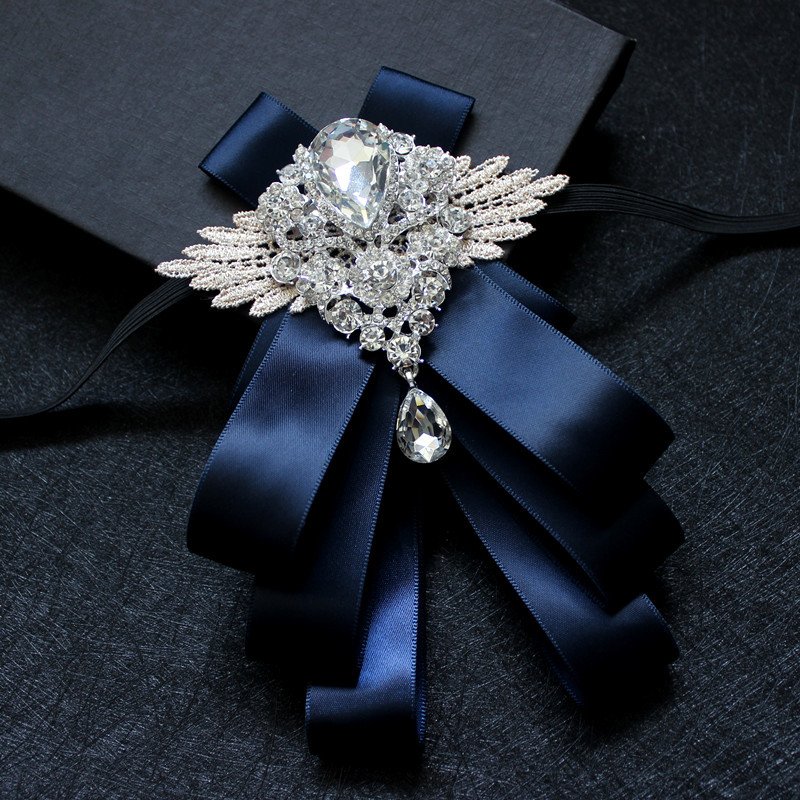 Handmade Men Wedding Bow Tie Butterfly Luxury Satin Rhinestone Crystal Bowties