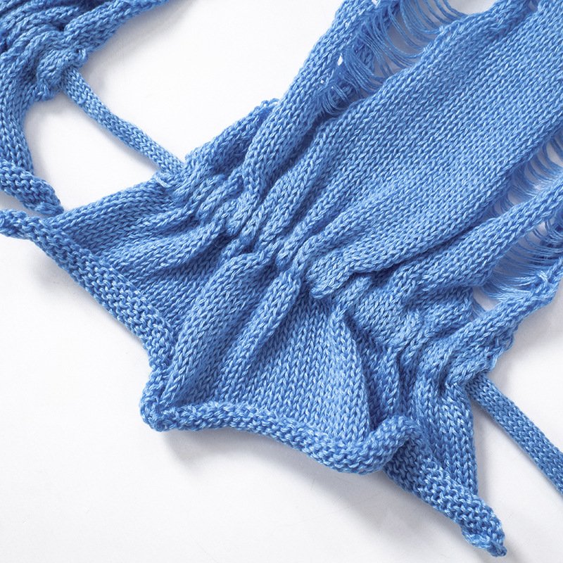 STOCK Knit Bikini Top Crochet Skirt Women Two Pieces Set Beachwear Outfits