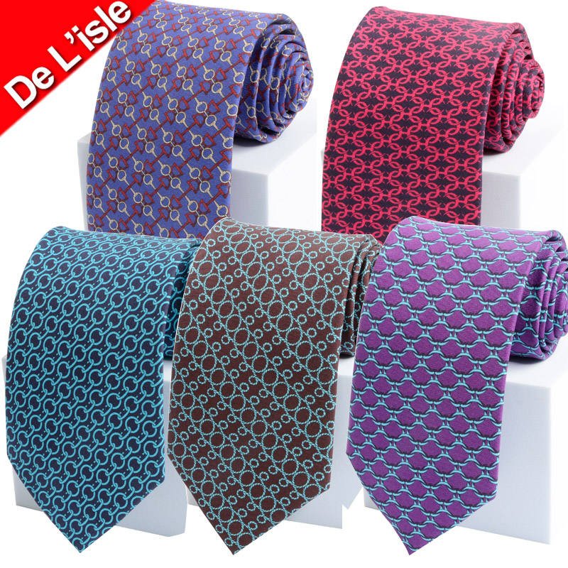 2024 Luxury Handmade Men's Business Necktie Custom Logo Polyester Printed Neck Ties for Men Formal Gifts