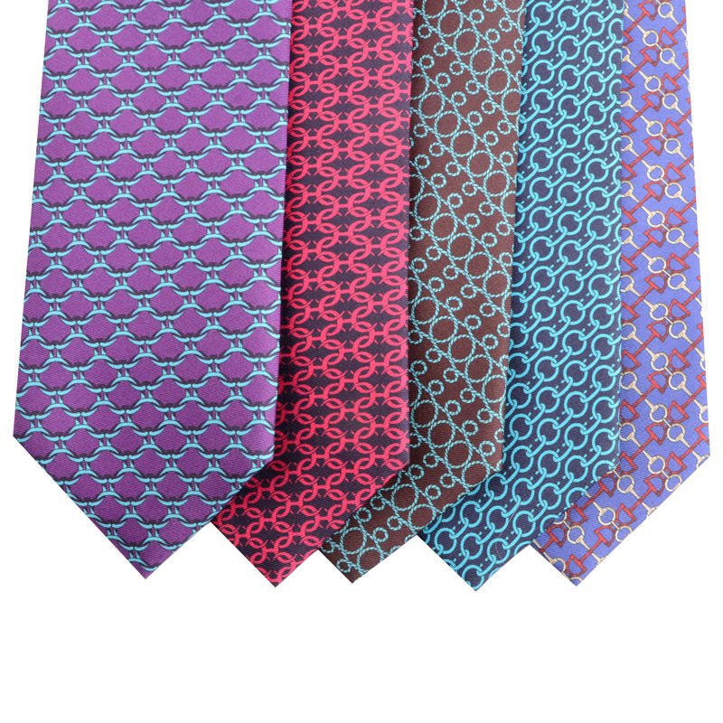2024 Luxury Handmade Men's Business Necktie Custom Logo Polyester Printed Neck Ties for Men Formal Gifts