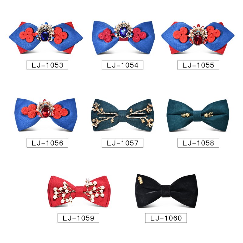 Gentleman's Diamond Pointed Pre-Tied Double Layer Neck Bow Tie for Party Wedding