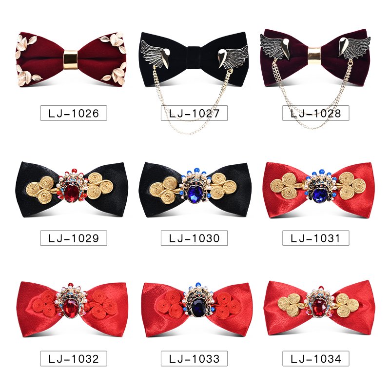 Gentleman's Diamond Pointed Pre-Tied Double Layer Neck Bow Tie for Party Wedding