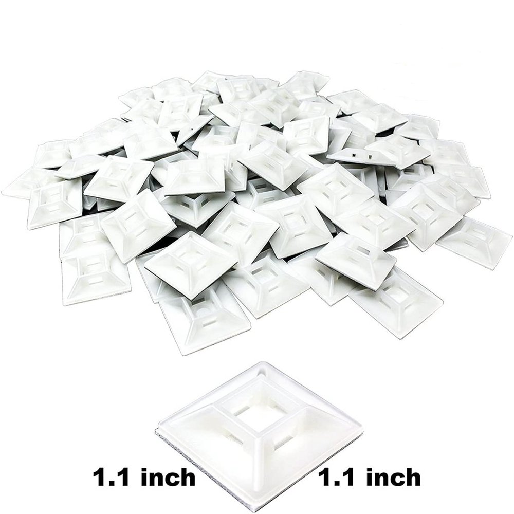 High Quality Plastic Black or White Nylon Self Adhesive Cable Tie Mount 25*25mm wire Wall Anchor Clip Clamp Mount