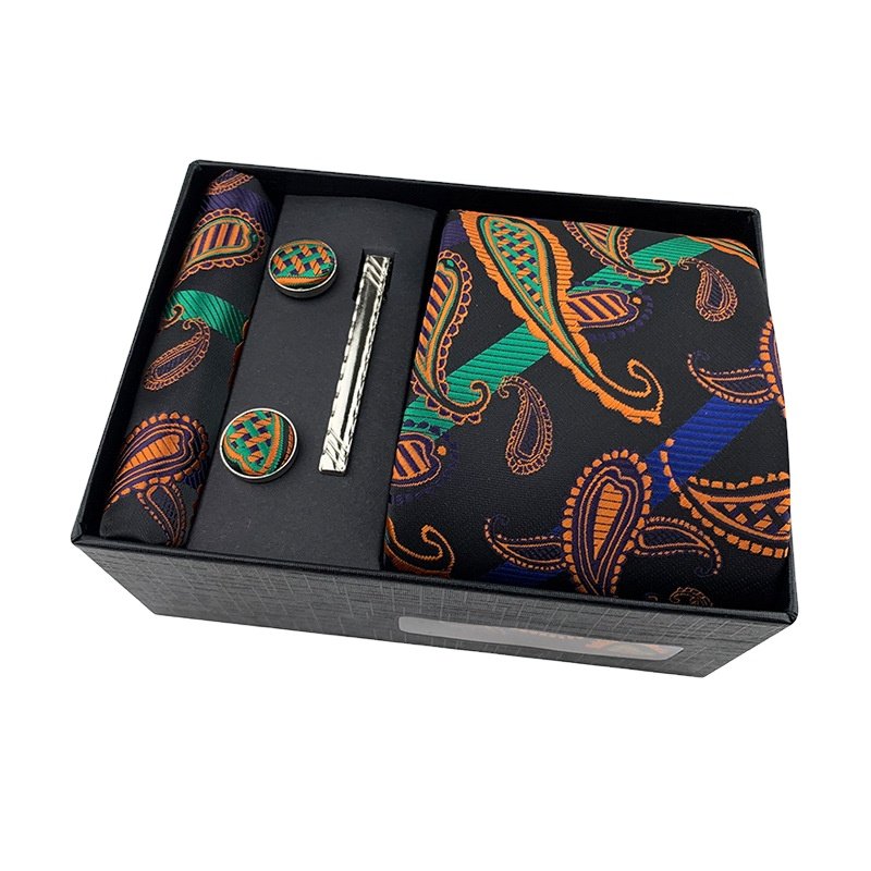 Wholesale cheap pocket square cravatte e accessories cufflink tie set neck ties and pocket square neckties for men necktie set