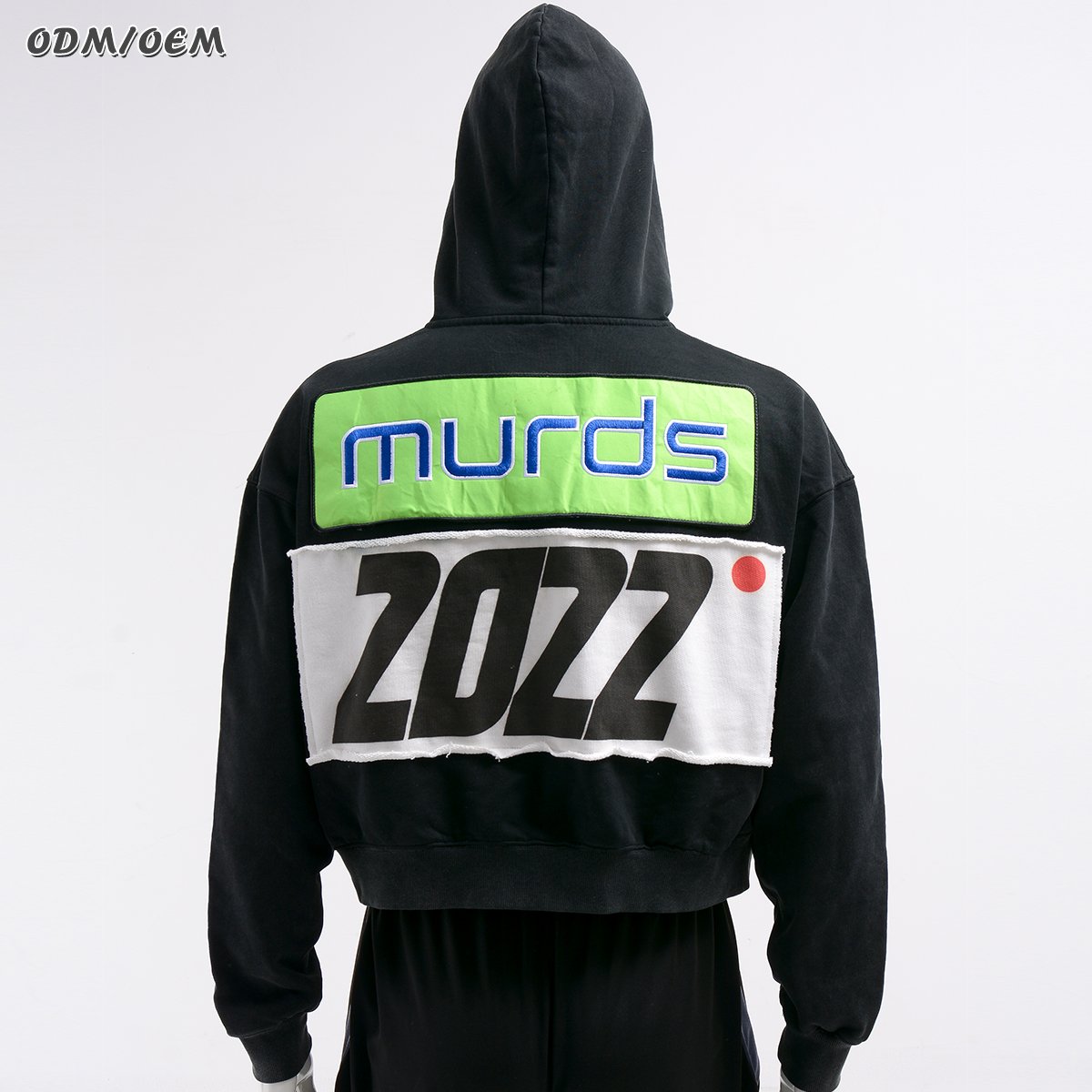 Custom manufacturer 400gsm heavyweight sun fade crop boxy zipper vintage distressed embroidery patch men acid wash zip up hoodie