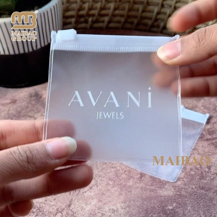 High Quality Bulk Decorative Custom Gold Logo Frosted Small Jewelry Pouch Plastic Zipper Bag, Jewelry Packaging Zip Plastic Bag
