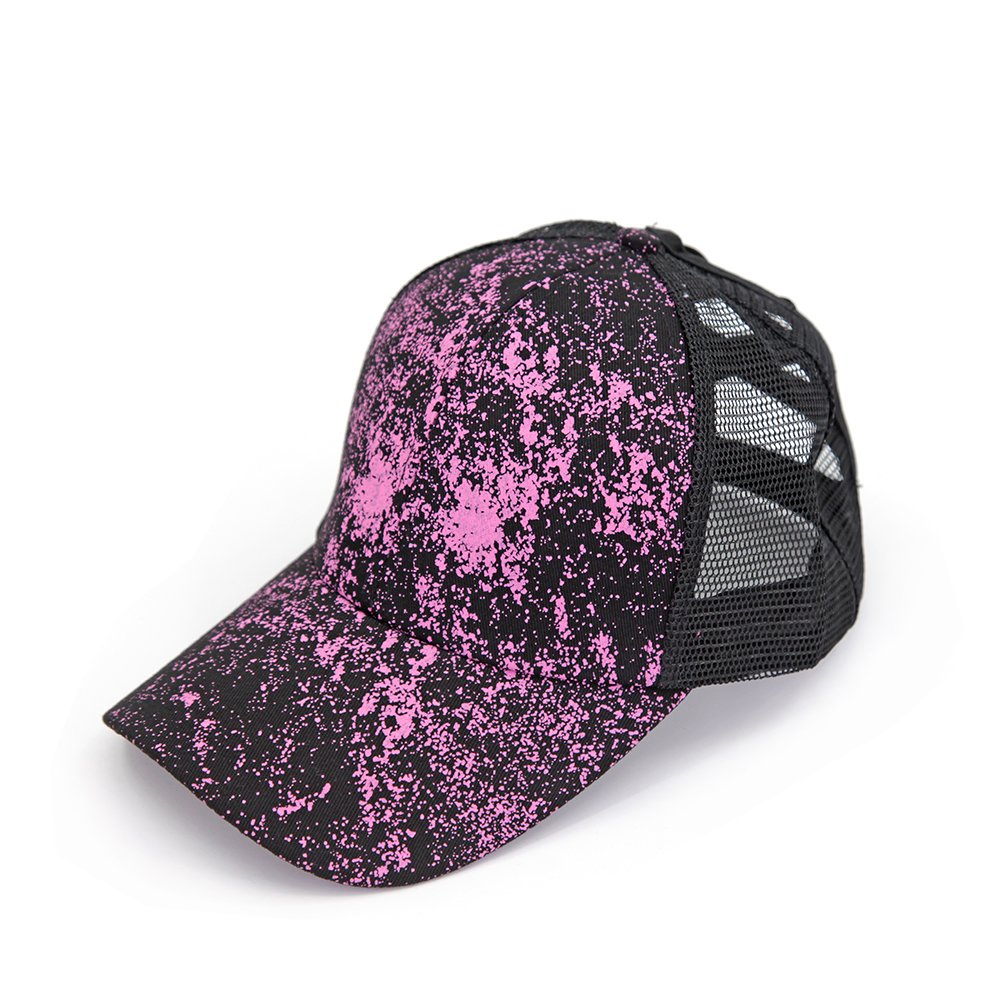 Tie Dye Cross Ponytail Trucker Cap For Adults Fashion Trucker Mesh Hat Sports Fitness Running Breathable Grid Cross