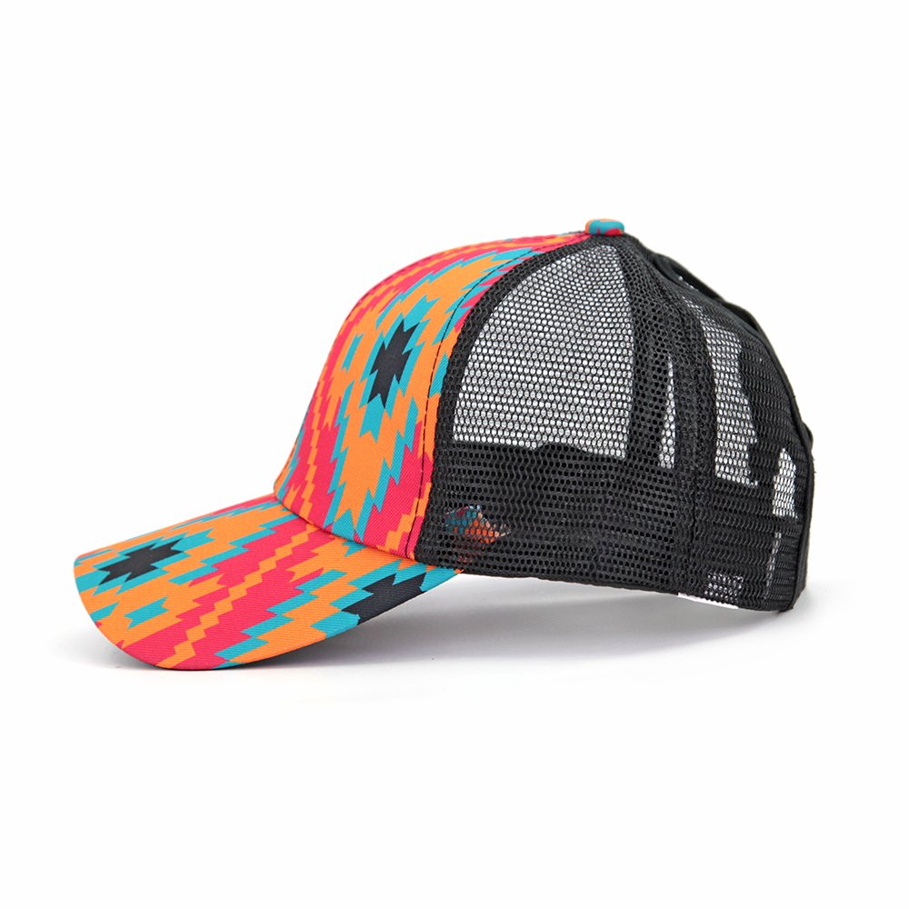 Tie Dye Cross Ponytail Trucker Cap For Adults Fashion Trucker Mesh Hat Sports Fitness Running Breathable Grid Cross