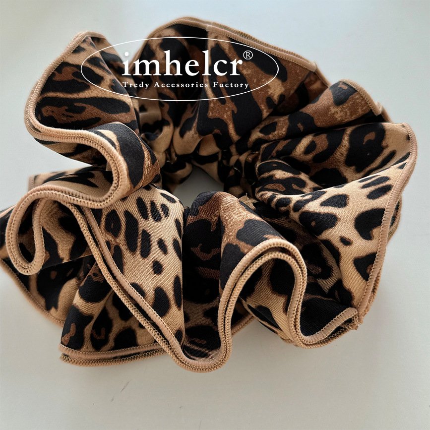 YANYE Korean Style Temperament Fashion Versatile Stylish Leopard Print Hair Band Large Intestine Hair Tie Silk Satin Scrunchies