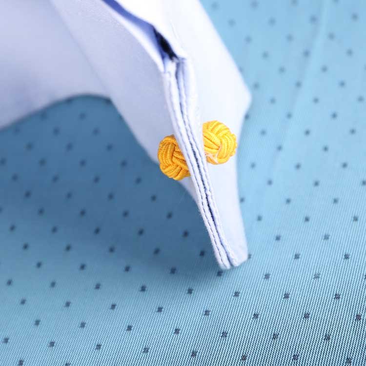 Fashionable Solid Yellow round Double Knot Silk Cufflinks Perfect Anniversary Gift