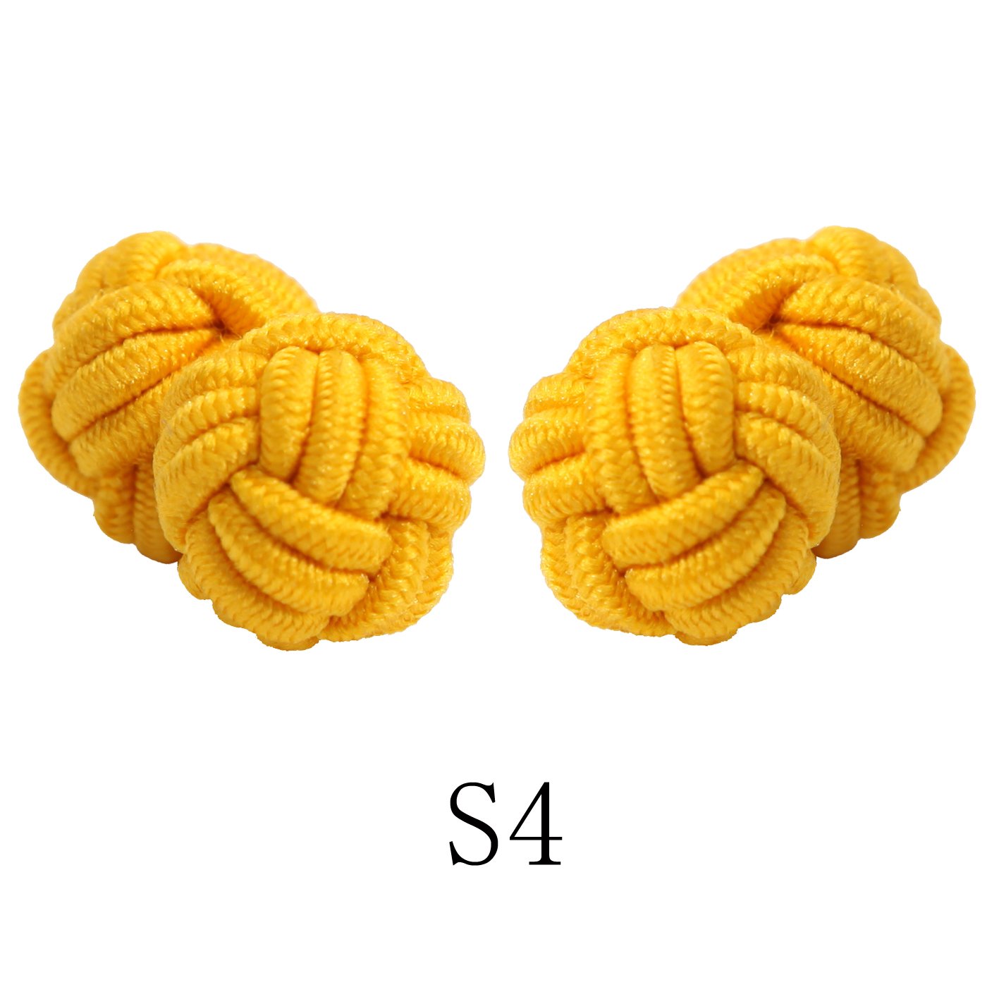 Fashionable Solid Yellow round Double Knot Silk Cufflinks Perfect Anniversary Gift