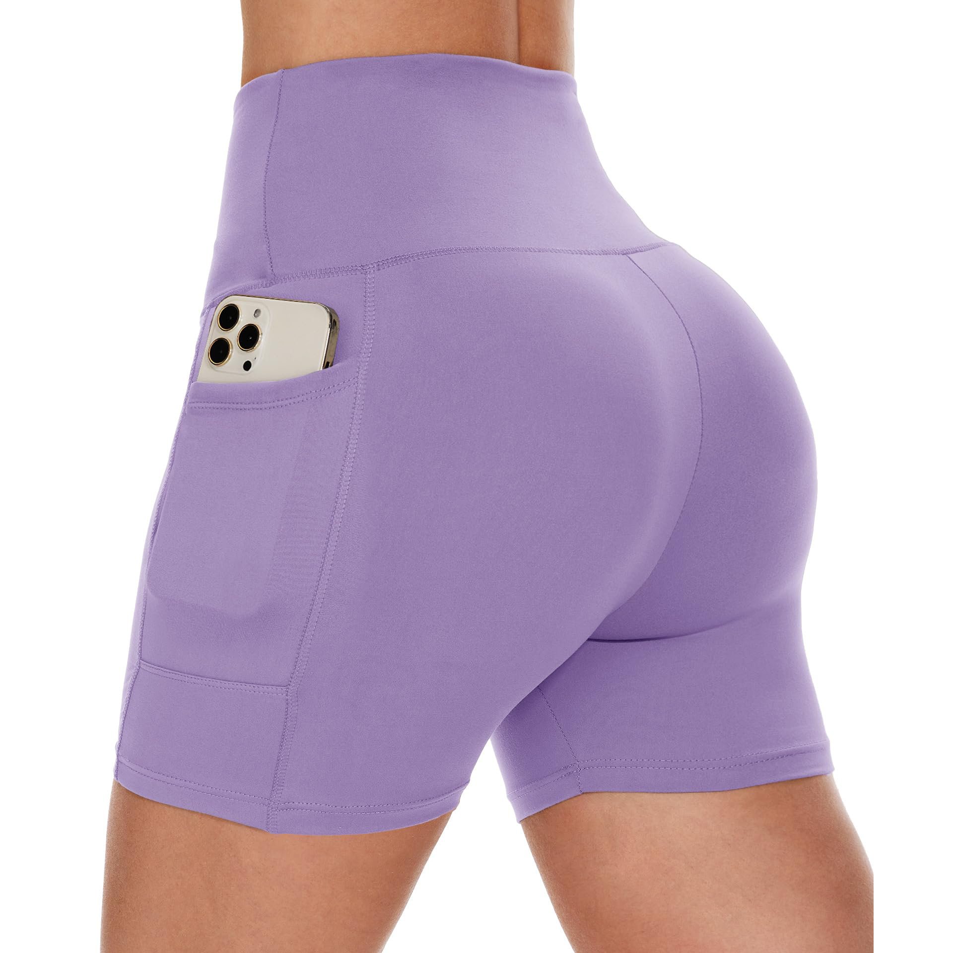 Custom 4" High Waisted Biker Shorts with Pocket for Running Cycling Super Soft Workout Yoga Shorts for Women