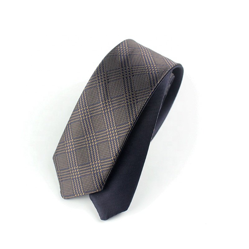 Factory direct new arrivals reversible neckties one side solid one side patterned fabric cheap necktie