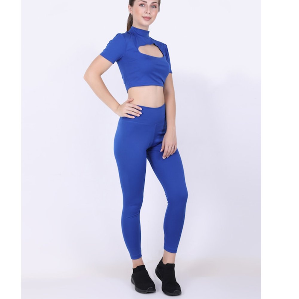 Seamless Fitness Sports Wear High Quality Custom Color Royal Blue Designer Velvet Velour Tracksuit Gym Sweatsuit Clothing Women