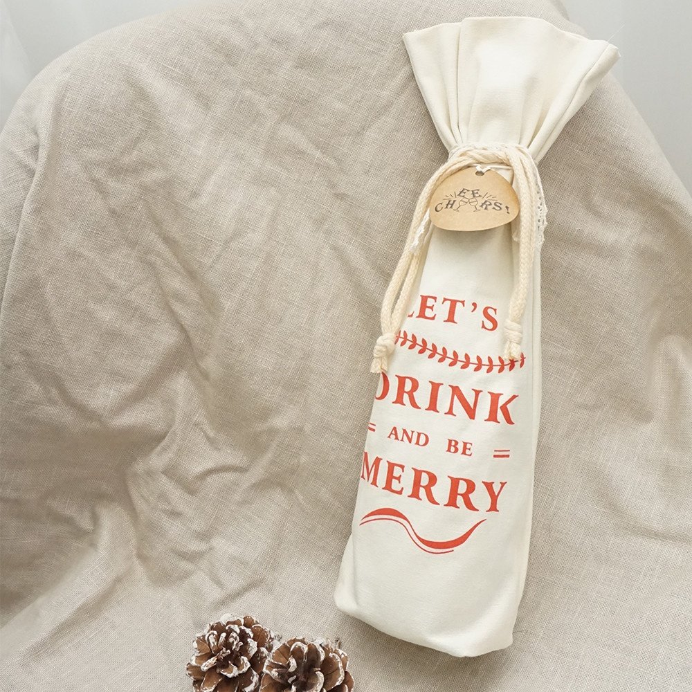 Packing Bags Drawstring Cotton Canvas Christmas Santa Sacks Bag Wine Bottle Bags Christmas Sack