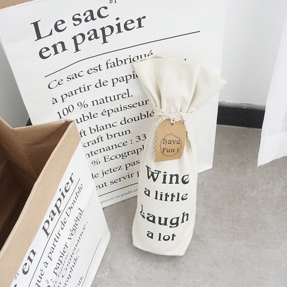 Packing Bags Drawstring Cotton Canvas Christmas Santa Sacks Bag Wine Bottle Bags Christmas Sack