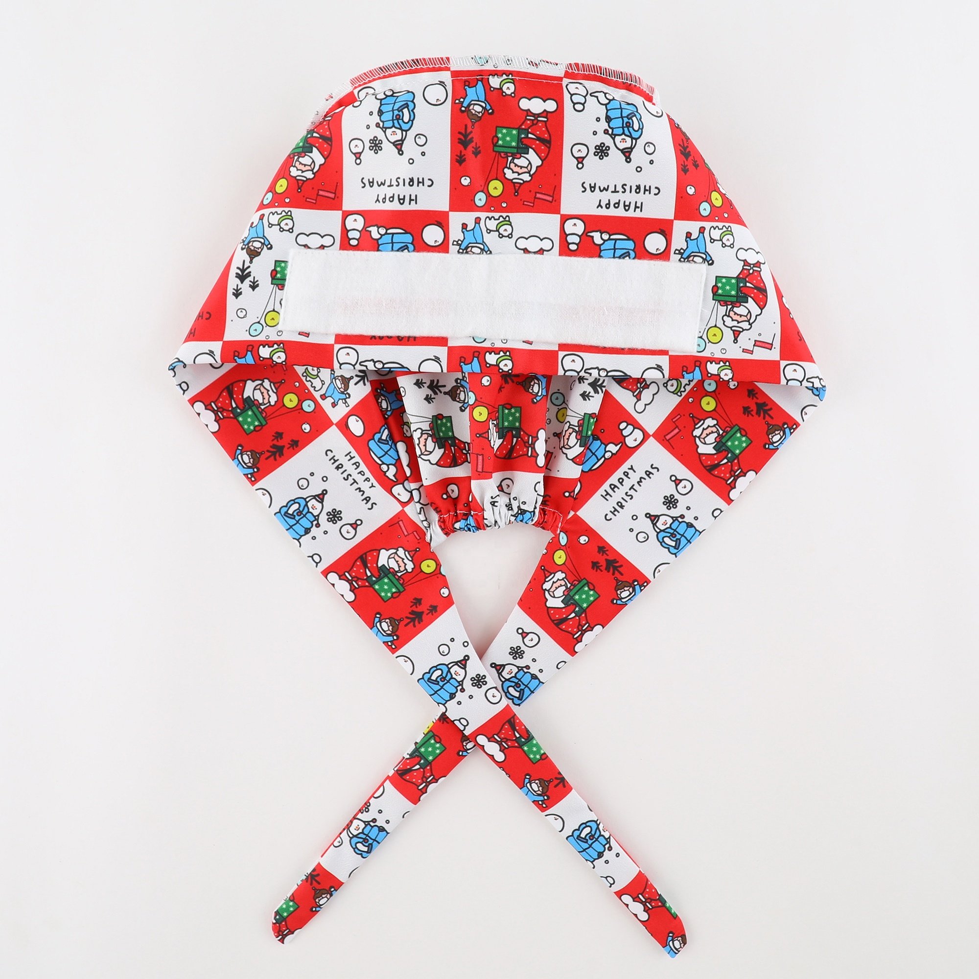 WD-A942 New Christmas Caps Santa Claus Print Doctors Surgical Cap Medical Nurse Cotton Scrub Pet Vet Scrubs Hat 2024
