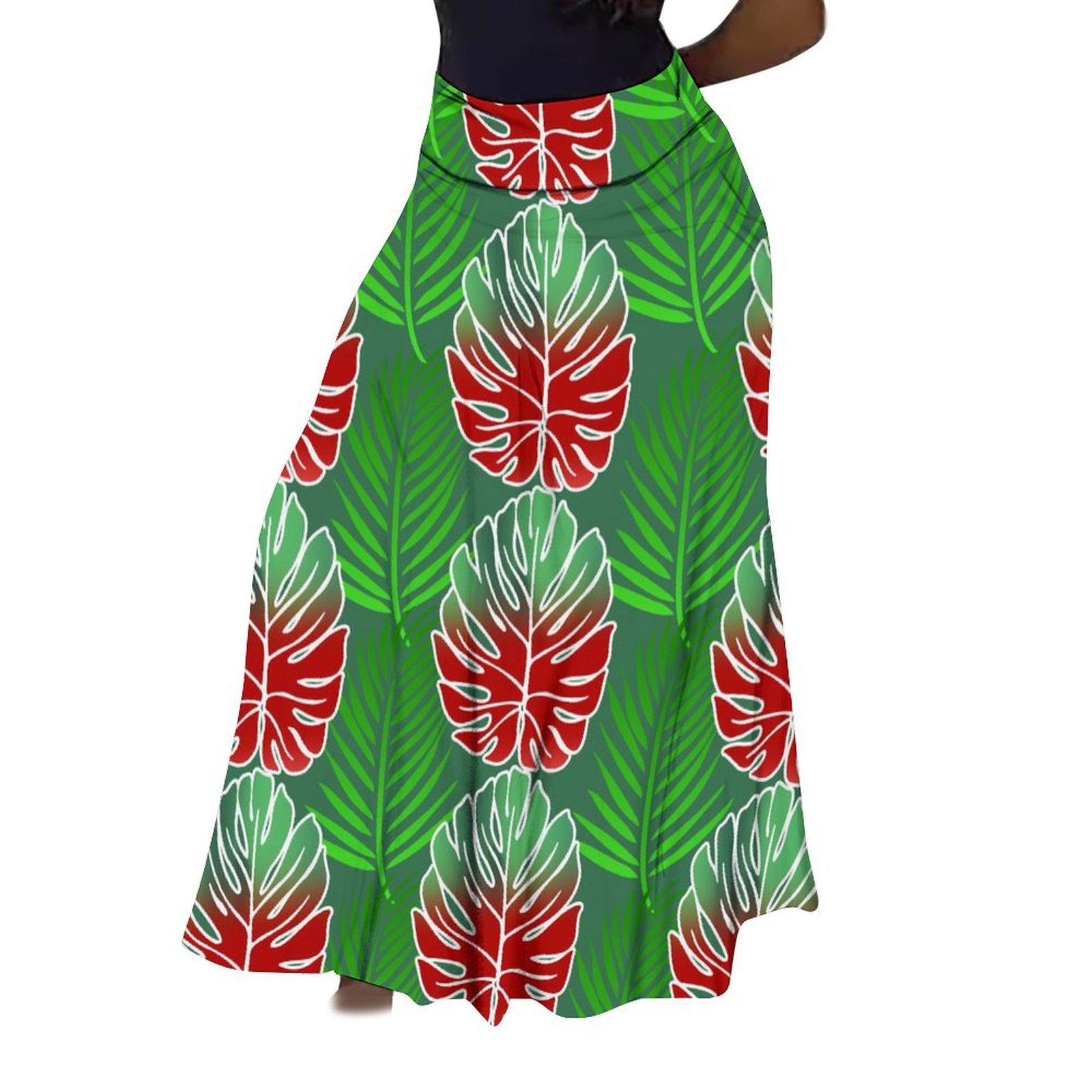 Print On Demand Custom Palm Leaf Print Island Style Skirt Dress Women Clothing Ladies Floral Fashion Skirt Holidays Casual Skirt