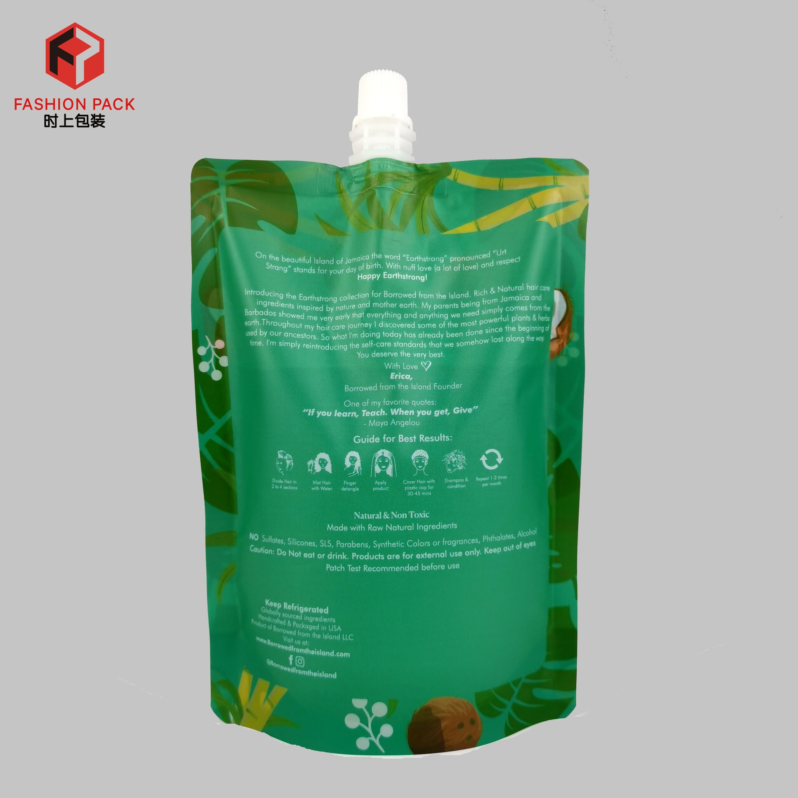 Full color printed spouted stand up pouch lotion juice plastic packaging spout pouch liquid custom