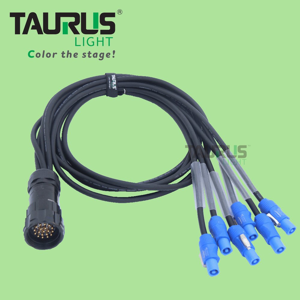 Can be customized electrical breakout 19Pin socapex to powercon cable with cable tie
