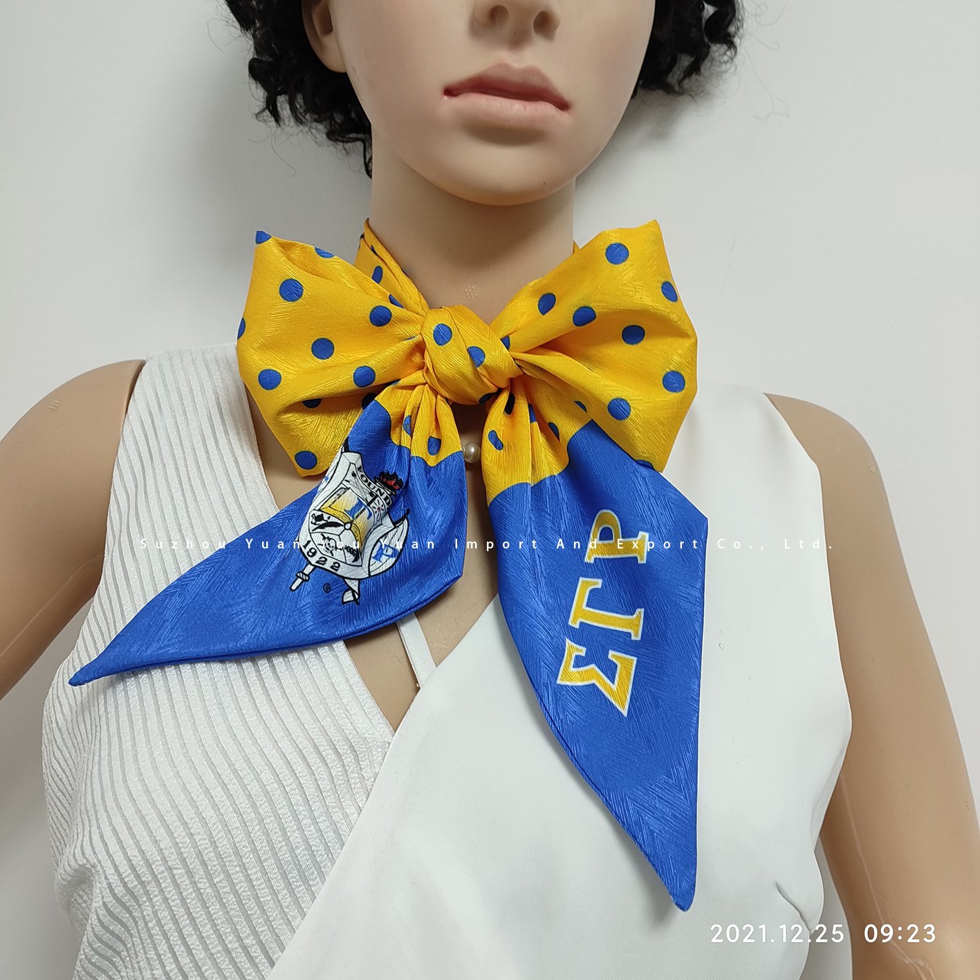 Sigma Gamma Rho Greek Letters Factory custom scarf Narrow scarves hair accessories wholesale tied handle bag Twill scarfs