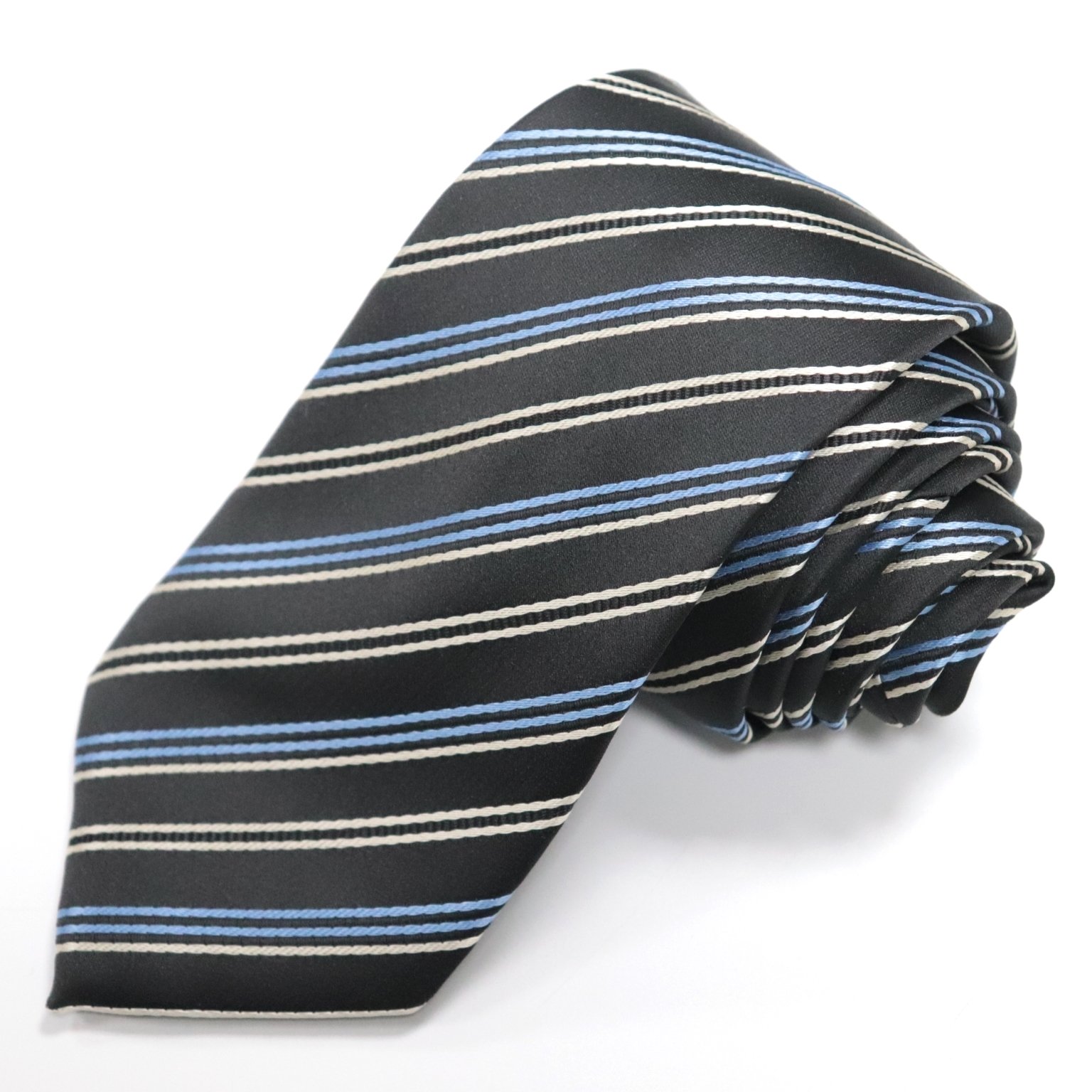 Factory Wholesale Low MOQ Neckties Business Red and Black Polyester Fabric Stripped Mens Neck Ties