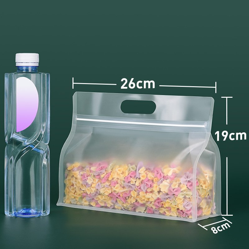 In Stock Frosted Matte Transparent Eight Side Seal Flat Bottom Pouch for Food Storage Packaging with Handle Zipper