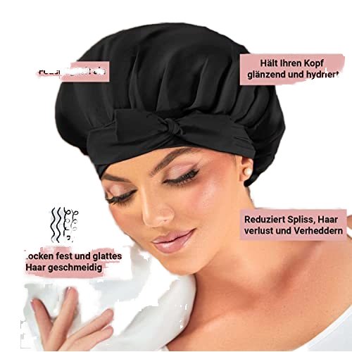 Double Layer silk hair Cover Sleeping Hat Braid Large mulberry silk Bonnet With Elastic Edge Tie