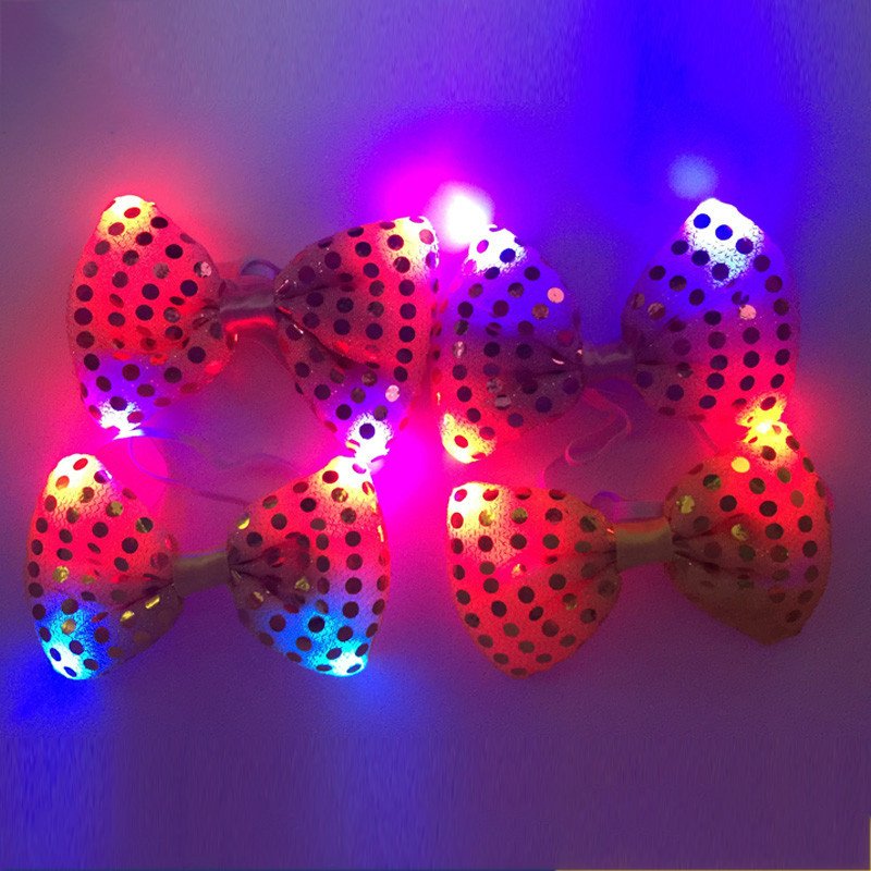 Promotional Pub Club Bar Supplies Event Favors Glow In The Dark Sequin Flash Bow-tie Led Tie Club Bachelor Party Accessories