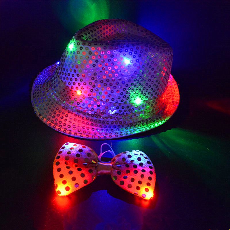 Promotional Pub Club Bar Supplies Event Favors Glow In The Dark Sequin Flash Bow-tie Led Tie Club Bachelor Party Accessories