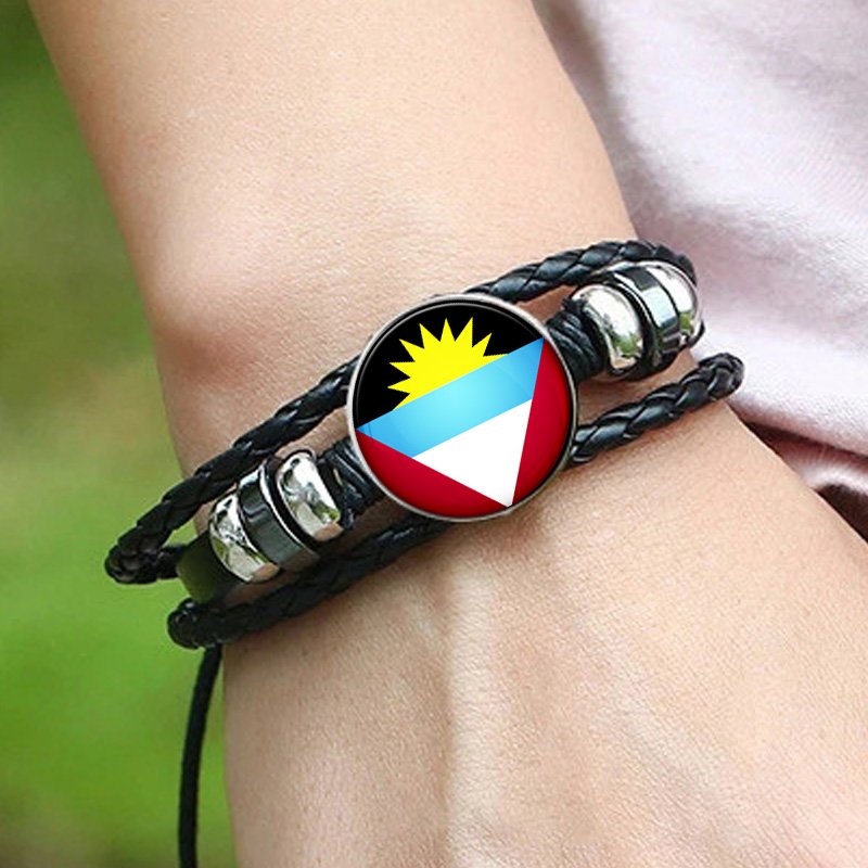 60 Models AG Antigua and Barbuda Flag Tie Clip Lapel Pin Ring Brooch Cuff Link Necklace Bracelet Earrings Key Chain Jewelry Set