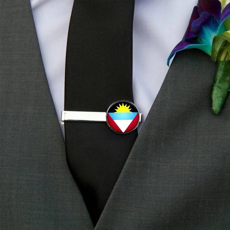 60 Models AG Antigua and Barbuda Flag Tie Clip Lapel Pin Ring Brooch Cuff Link Necklace Bracelet Earrings Key Chain Jewelry Set