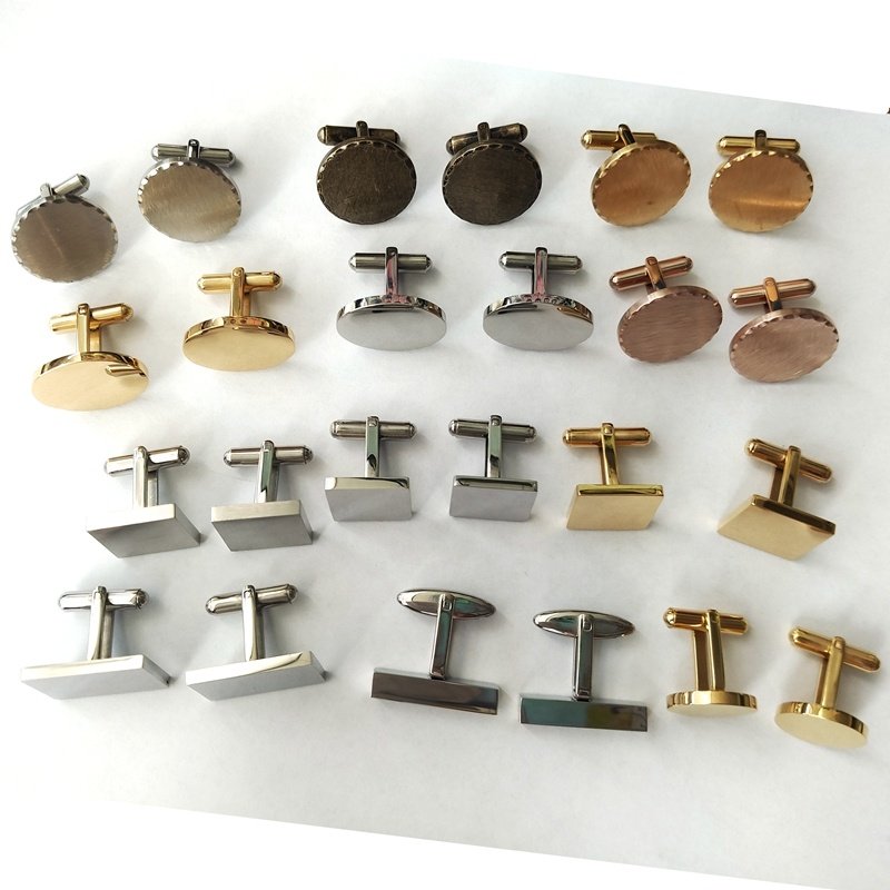 Fashion Jewelry Accessories Set Wholesale Custom Luxury Cuff Links Set Blank Shirts Stainless Steel Metal Cufflinks For Men