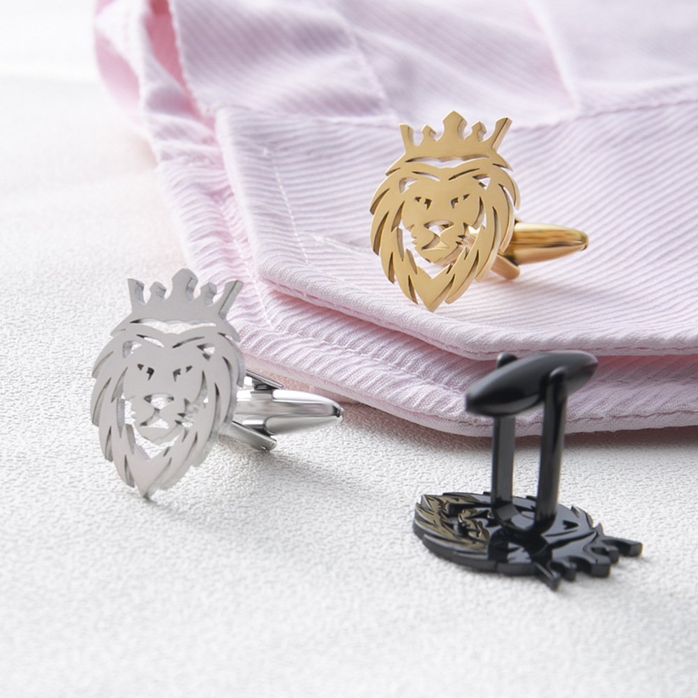 Fashion Lion cufflinks Stainless Steel men's Animal cufflinks French shirt cuff buttons Sleeve nails Wedding accessories for men
