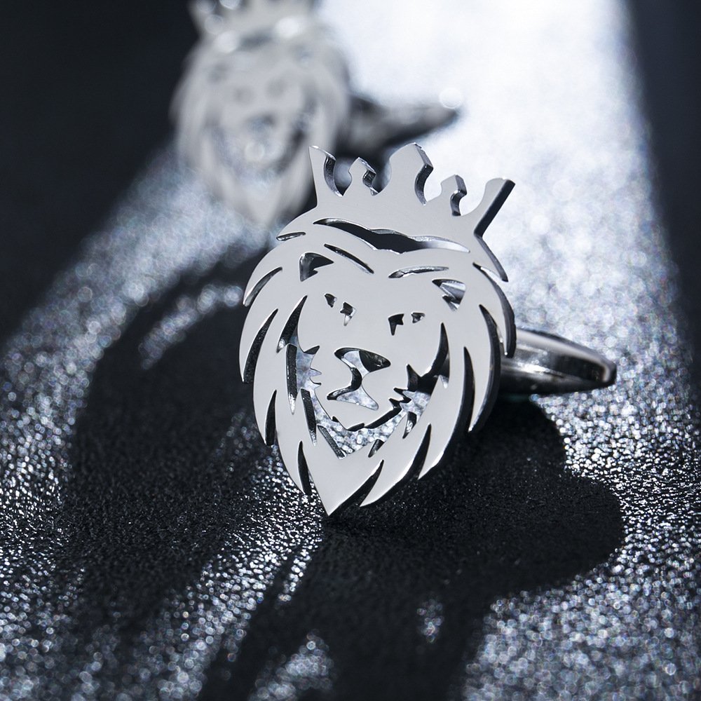 Fashion Lion cufflinks Stainless Steel men's Animal cufflinks French shirt cuff buttons Sleeve nails Wedding accessories for men