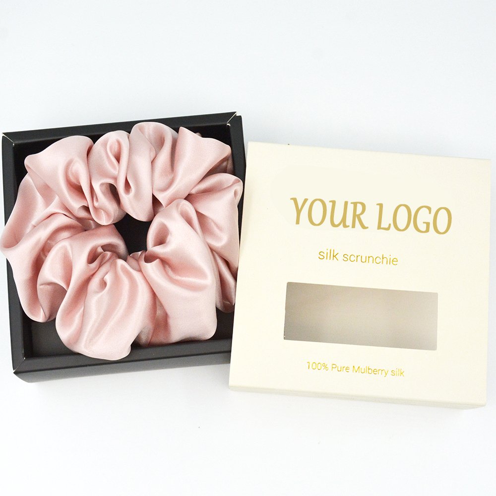 Christmas 22MM 100% Silk Hair Scrunchies Ponytail Holder Hair Tie Hair Rope Rubber Bands