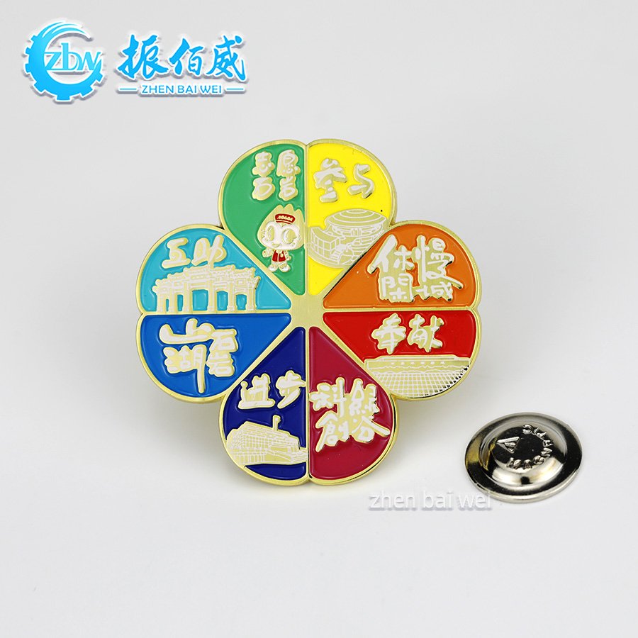 Lucky Four-leaf Clover Lei Feng Spirit Label Magnet Brooch Custom logo Tourist Souvenir Enamel Strong Magnet Bracket