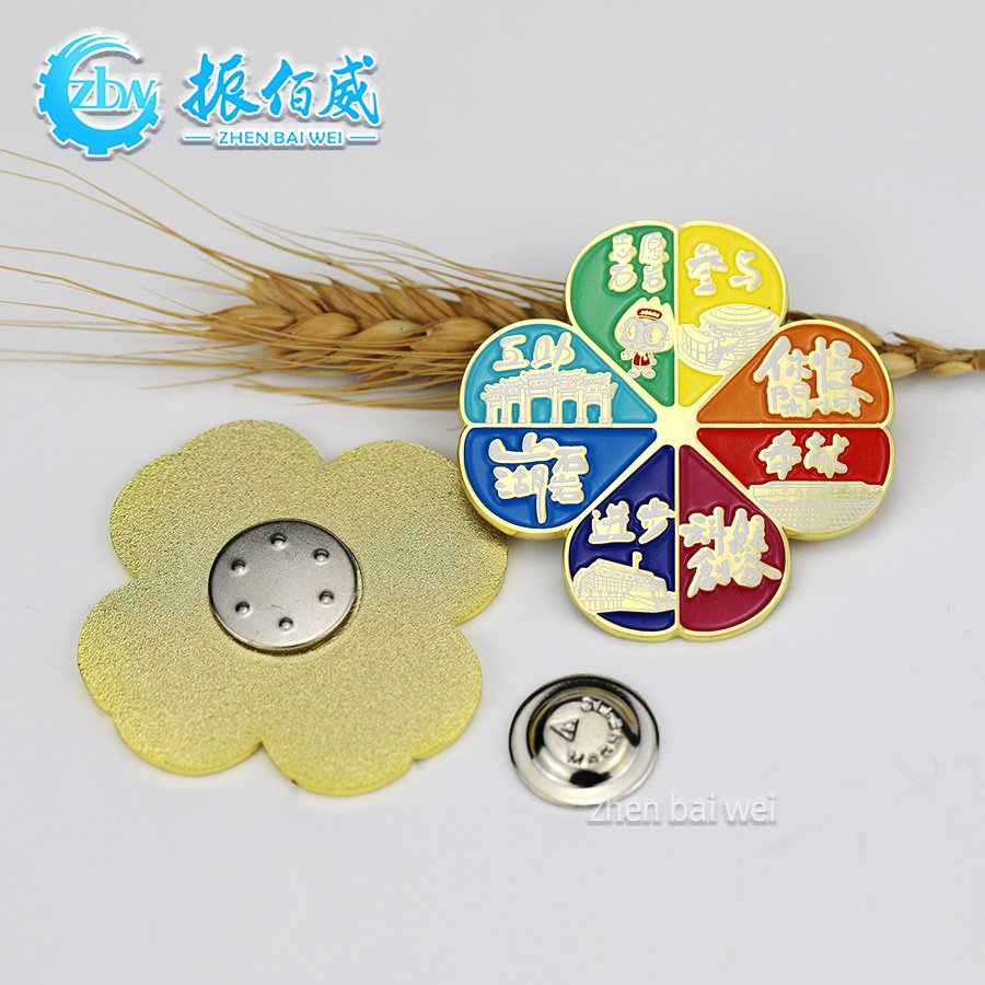 Lucky Four-leaf Clover Lei Feng Spirit Label Magnet Brooch Custom logo Tourist Souvenir Enamel Strong Magnet Bracket