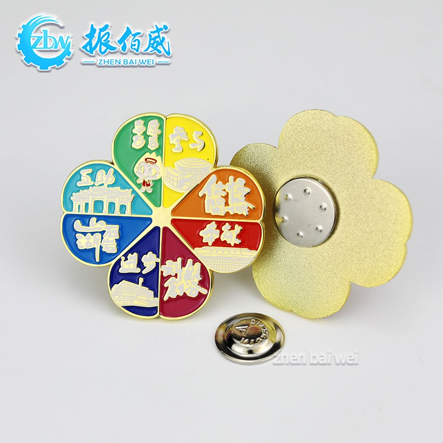 Lucky Four-leaf Clover Lei Feng Spirit Label Magnet Brooch Custom logo Tourist Souvenir Enamel Strong Magnet Bracket
