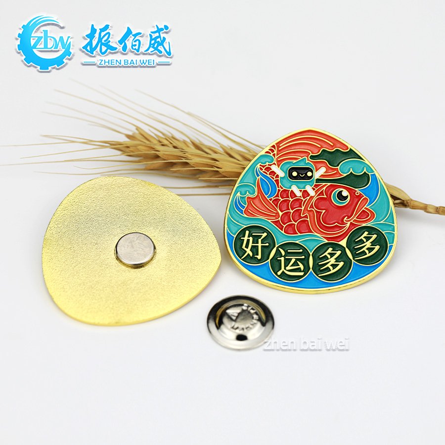 Lucky Four-leaf Clover Lei Feng Spirit Label Magnet Brooch Custom logo Tourist Souvenir Enamel Strong Magnet Bracket