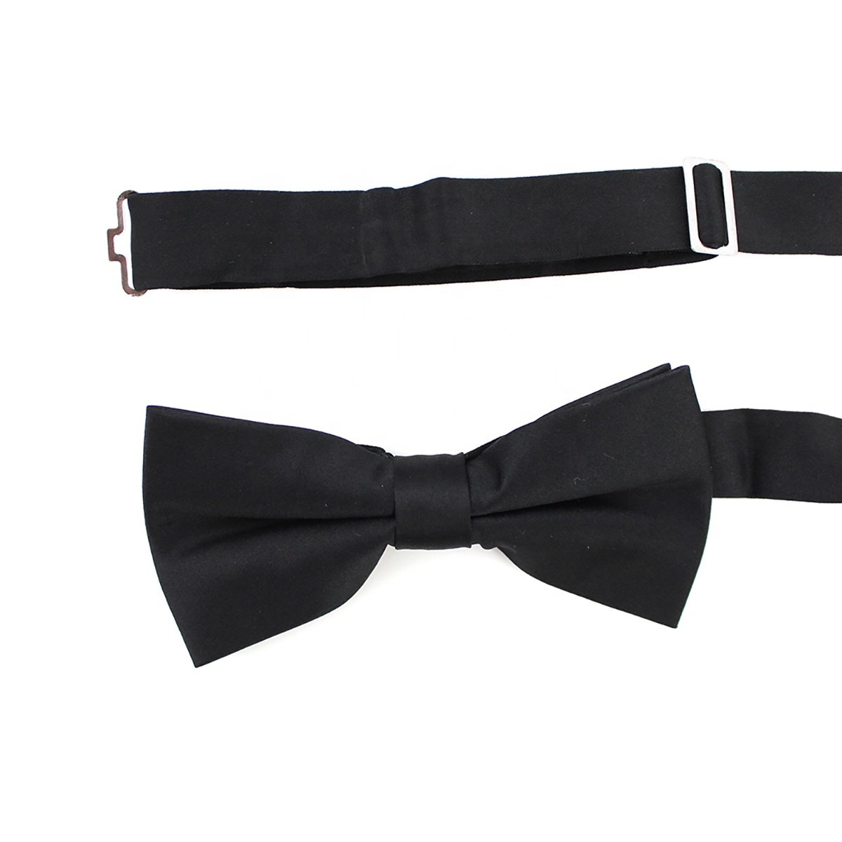 Never Out Handmade Adjustable Solid Color Woven Matt Satin Bowtie Pretied Polyester Gentleman Party Tuxedo Mens Bow Tie Black