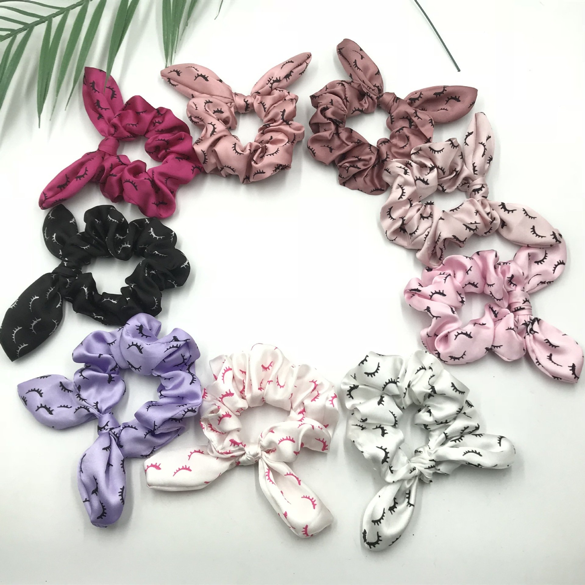 Quick Custom Logo Color Printed Pattern High Elastic Hair Bands Hair Ties Accessories Girl Pink Silk Satin Scrunchies For Women