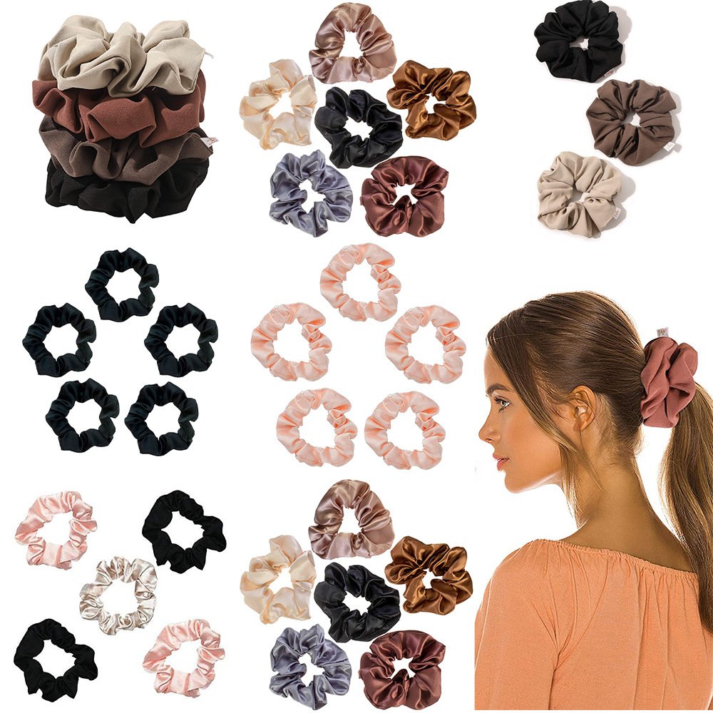 Quick Custom Logo Color Printed Pattern High Elastic Hair Bands Hair Ties Accessories Girl Pink Silk Satin Scrunchies For Women