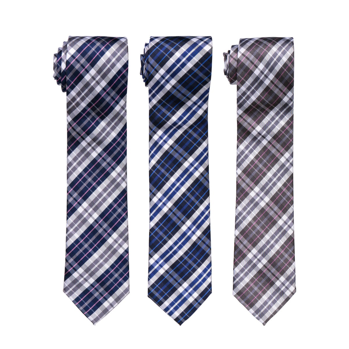 New Business Plaid Modern Men Tie Stripe Checked Silver Gray Ties Neckties For Male